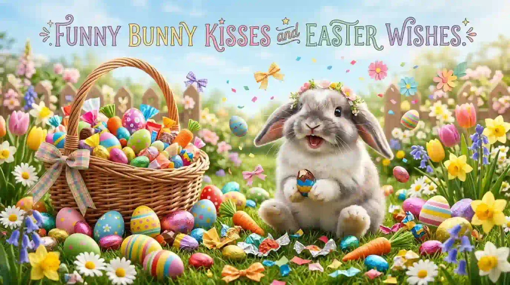Funny Bunny Kisses and Easter Wishes